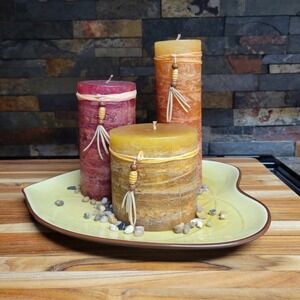 Pier 1 Fall Leaf Tray and Candles Like New *CANDLES ONLY* leaf tray seperate